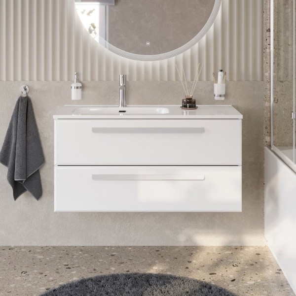 Тумба под раковину без столешницы Cezares Eco Cer-N 100 L bianco lucido, ручки сатин