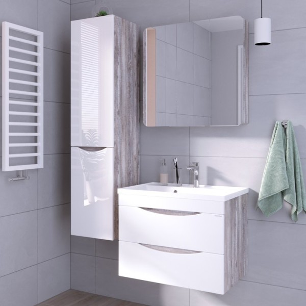 Мебель для ванной комнаты Grossman Талис 80 бетон пайн, белый глянец