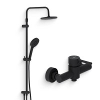 Душевой комплект Смеситель для душа Damixa Scandinavian Pure 362000300 черный + Стойка Apollo 947000300 черная матовая