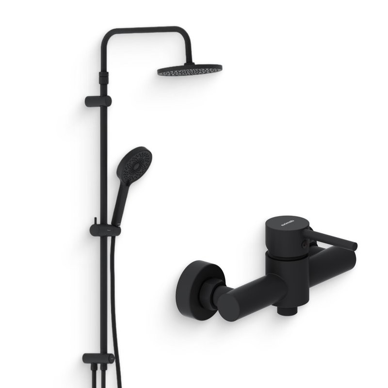 Душевой комплект Смеситель для душа Damixa Scandinavian Pure 362000300 черный + Стойка Apollo 947000300 черная матовая