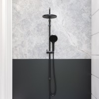 Душевой комплект Смеситель для душа Damixa Scandinavian Pure 362000300 черный + Стойка Apollo 947000300 черная матовая