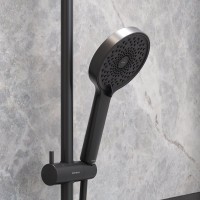 Душевой комплект Смеситель для душа Damixa Scandinavian Pure 362000300 черный + Стойка Apollo 947000300 черная матовая