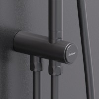 Душевой комплект Смеситель для душа Damixa Scandinavian Pure 362000300 черный + Стойка Apollo 947000300 черная матовая