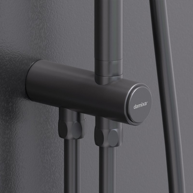 Душевой комплект Смеситель для душа Damixa Scandinavian Pure 362000300 черный + Стойка Apollo 947000300 черная матовая