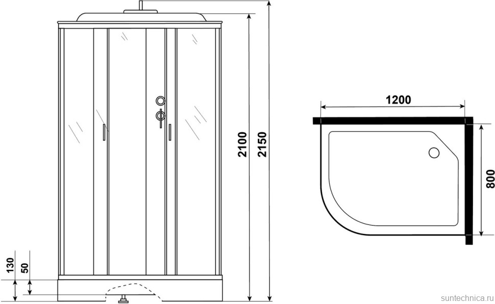Душевая кабина Niagara Classic NG-3312-14RP 120х80 см, с пультом управления и FM-радио