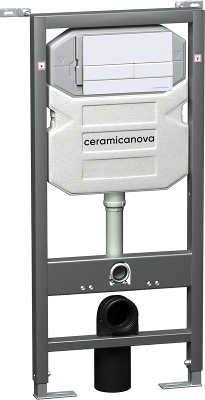 Комплект Унитаз подвесной Ceramicanova Metropol CN4002 безободковый, с микролифтом + Инсталляция Envision CN1002W + Кнопка Flat, белая
