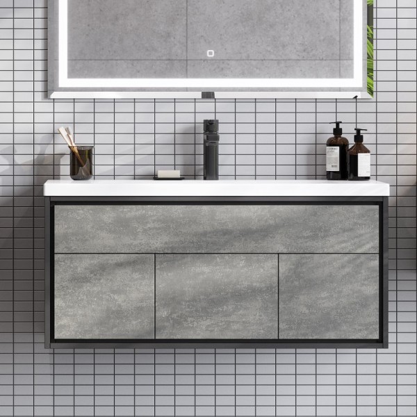 Тумба с раковиной AQUATON Уэльс 100 графит