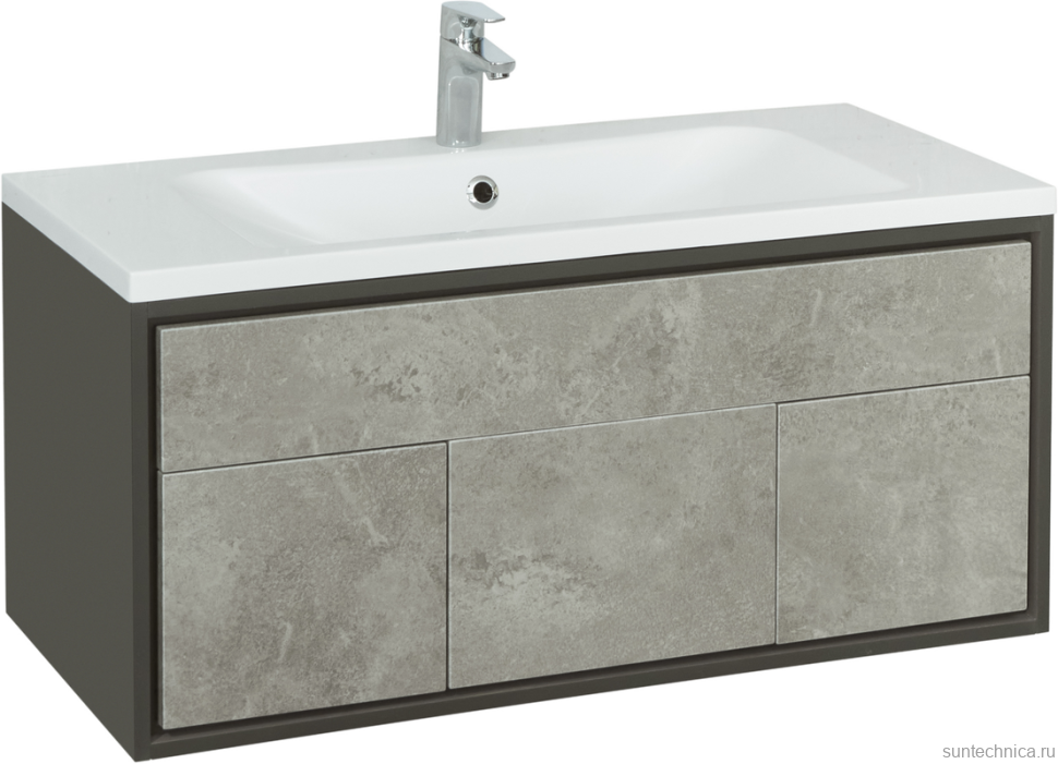 Тумба с раковиной AQUATON Уэльс 100 графит
