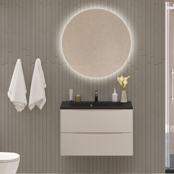 Мебель для ванной комнаты BelBagno Marino 80 подвесная, crema opaco, черная раовина