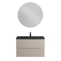 Мебель для ванной комнаты BelBagno Marino 80 подвесная, crema opaco, черная раовина