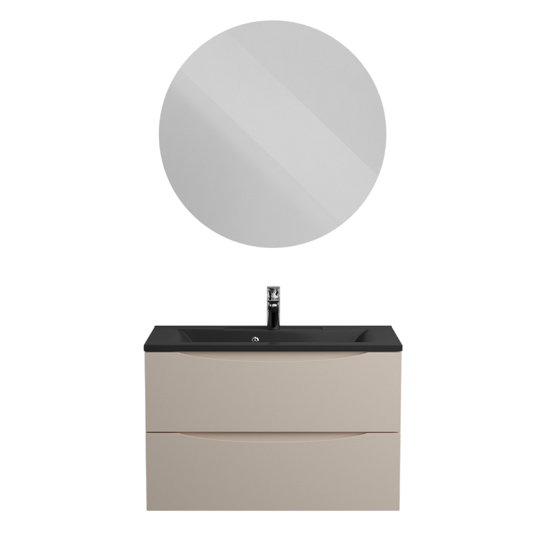 Мебель для ванной комнаты BelBagno Marino 80 подвесная, crema opaco, черная раовина