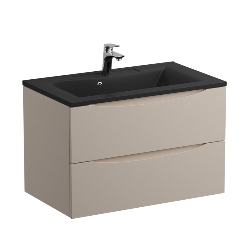 Мебель для ванной комнаты BelBagno Marino 80 подвесная, crema opaco, черная раовина