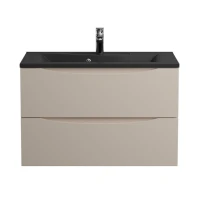 Мебель для ванной комнаты BelBagno Marino 80 подвесная, crema opaco, черная раовина