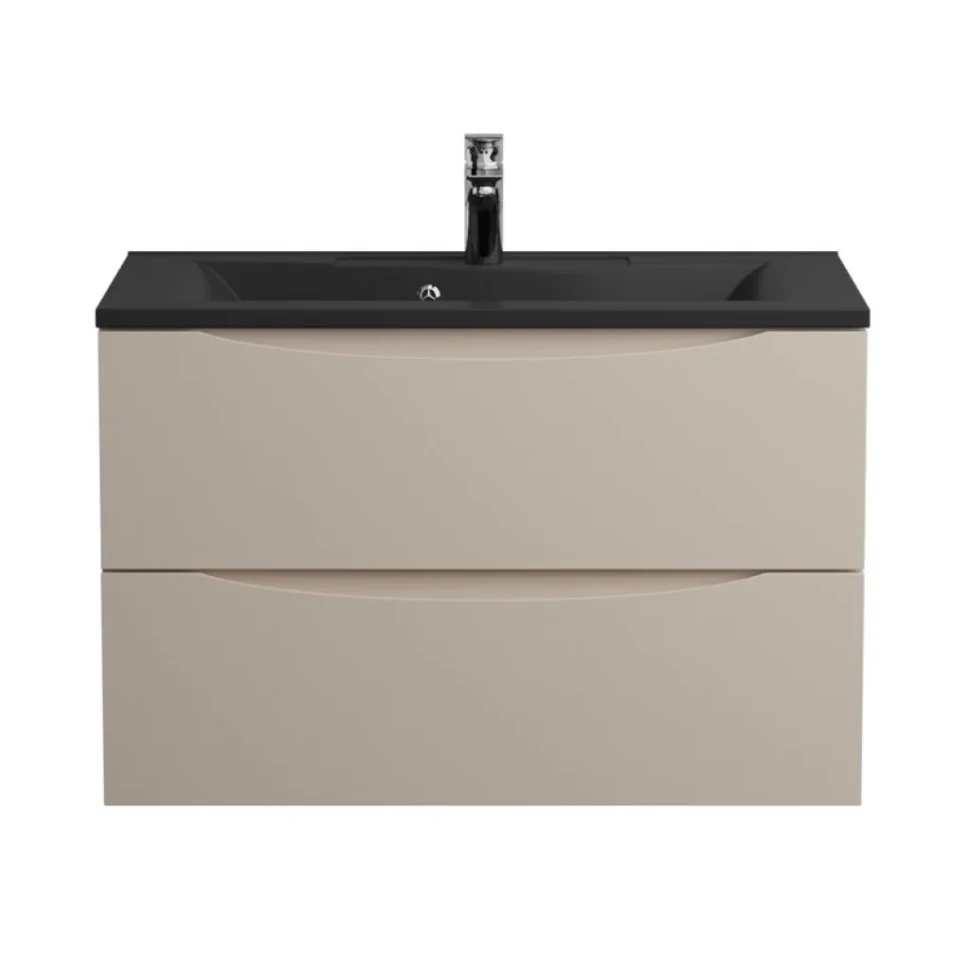 Мебель для ванной комнаты BelBagno Marino 80 подвесная, crema opaco, черная раовина