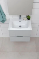 Тумба с раковиной Aquanet Алвита new 60 подвесная, серый, с ящиками