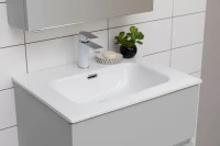 Тумба с раковиной Aquanet Алвита new 60 подвесная, серый, с ящиками
