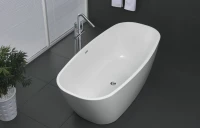 Акриловая ванна BelBagno BB72-1500 150x75 см, отдельностоящая, белая, овальная, с каркасом, со сливом-переливом