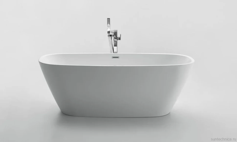 Акриловая ванна BelBagno BB72-1500 150x75 см, отдельностоящая, белая, овальная, с каркасом, со сливом-переливом