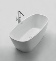 Акриловая ванна BelBagno BB72-1500 150x75 см, отдельностоящая, белая, овальная, с каркасом, со сливом-переливом