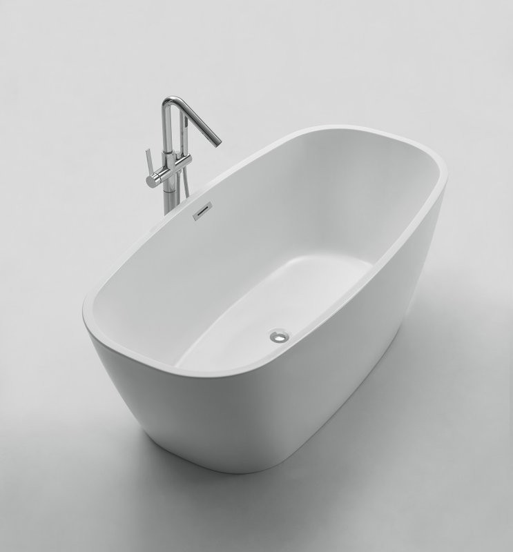 Акриловая ванна BelBagno BB72-1500 150x75 см, отдельностоящая, белая, овальная, с каркасом, со сливом-переливом