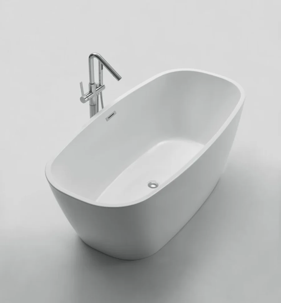 Акриловая ванна BelBagno BB72-1500 150x75 см, отдельностоящая, белая, овальная, с каркасом, со сливом-переливом
