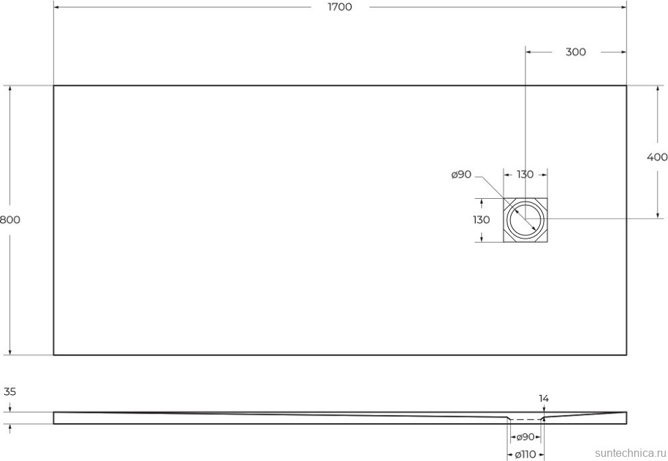 Поддон для душа BelBagno Uno AH 170х80, белый, с сифоном