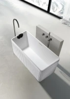 Ванна из искусственного камня AltroBagno Cinzia 090106 170x75 см, отдельностоящая, матовая белая, на ножках, с донным клапаном, с подголовником