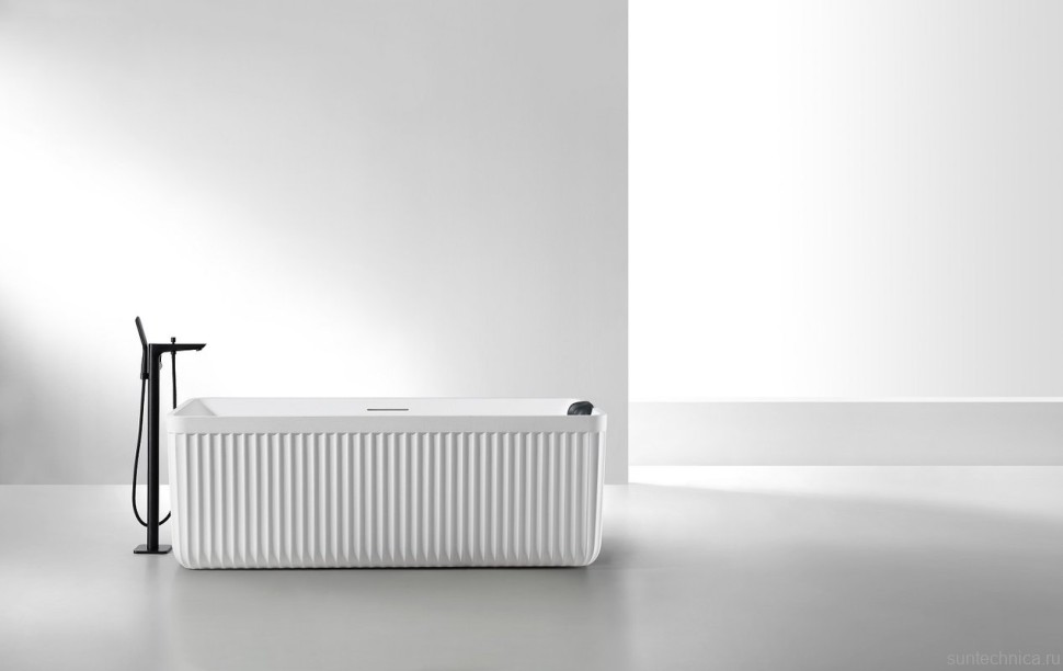 Ванна из искусственного камня AltroBagno Cinzia 090106 170x75 см, отдельностоящая, матовая белая, на ножках, с донным клапаном, с подголовником