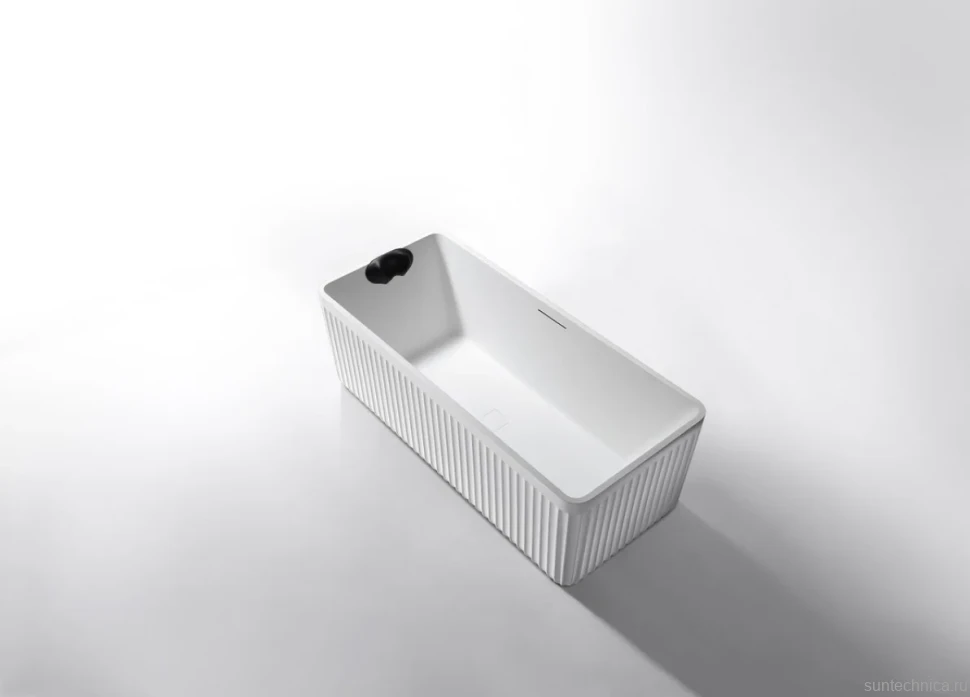 Ванна из искусственного камня AltroBagno Cinzia 090106 170x75 см, отдельностоящая, матовая белая, на ножках, с донным клапаном, с подголовником
