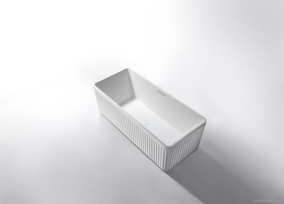 Ванна из искусственного камня AltroBagno Cinzia 090106 170x75 см, отдельностоящая, матовая белая, на ножках, с донным клапаном, с подголовником