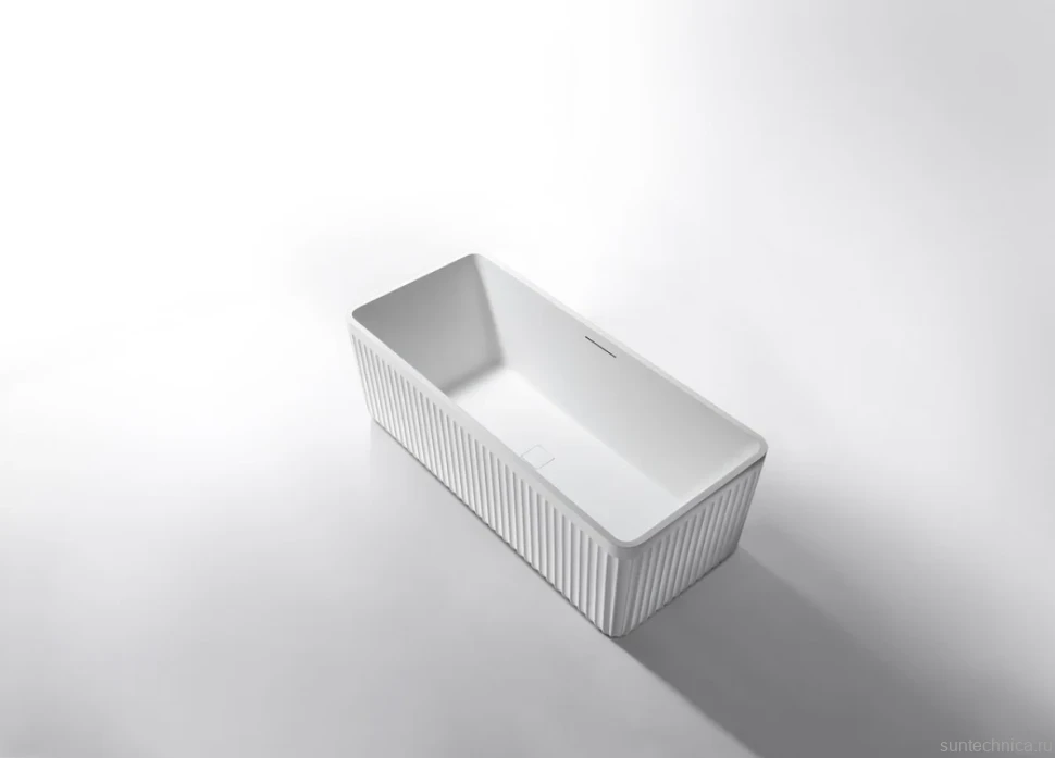 Ванна из искусственного камня AltroBagno Cinzia 090106 170x75 см, отдельностоящая, матовая белая, на ножках, с донным клапаном, с подголовником
