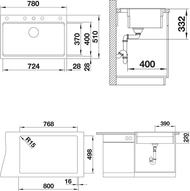Комплект Мойка Blanco Etagon 8 антрацит + Измельчитель Franke