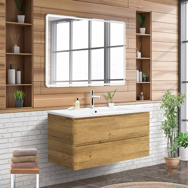 Мебель для ванной комнаты BelBagno Albano-Cer 105 подвесная, rovere rustico