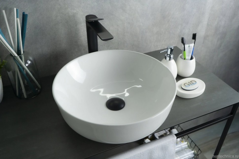 Накладная раковина GID Esfera D1315 42 глянцевая белая, круглая, фаянс