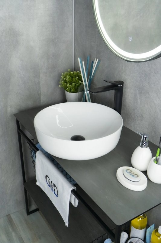 Накладная раковина GID Esfera D1315 42 глянцевая белая, круглая, фаянс