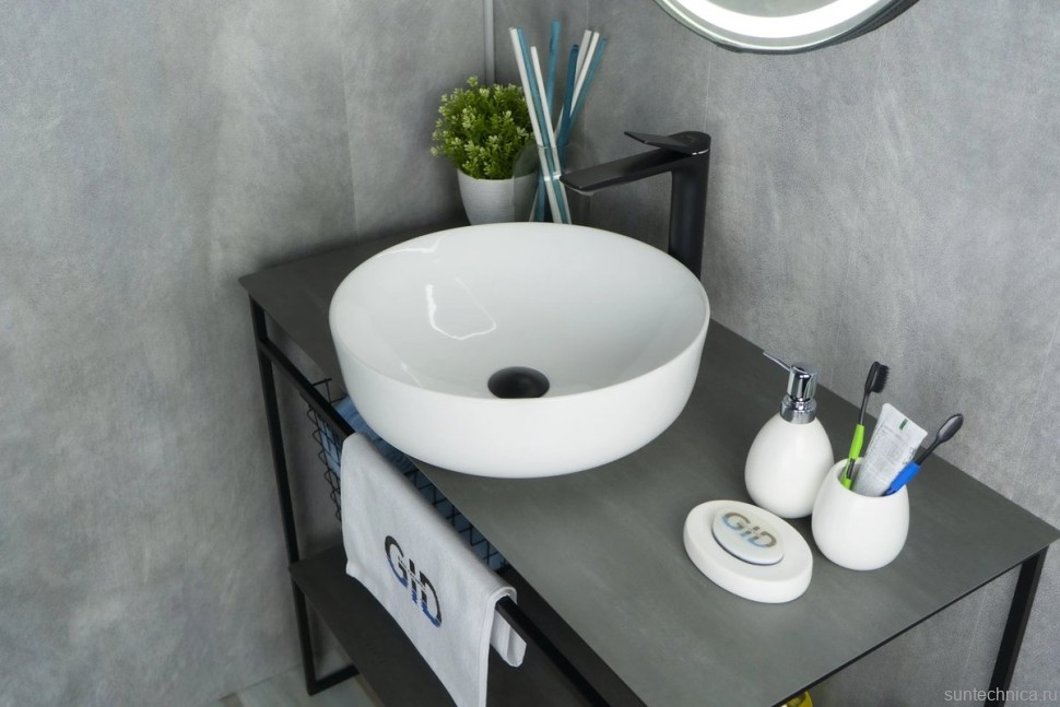 Накладная раковина GID Esfera D1315 42 глянцевая белая, круглая, фаянс