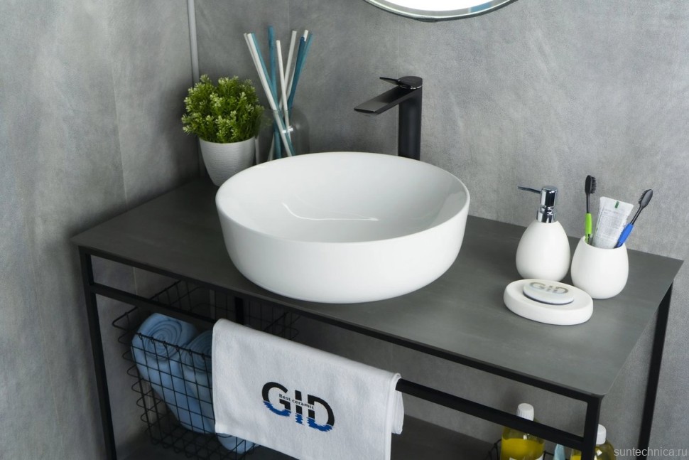 Накладная раковина GID Esfera D1315 42 глянцевая белая, круглая, фаянс