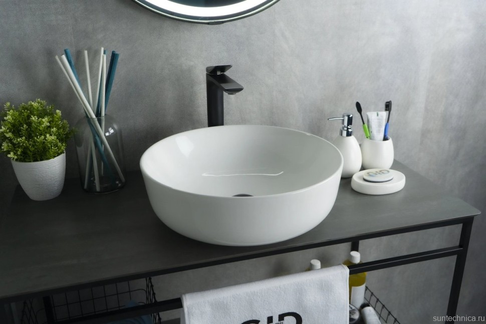 Накладная раковина GID Esfera D1315 42 глянцевая белая, круглая, фаянс