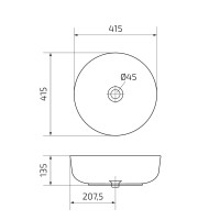 Накладная раковина GID Esfera D1315 42 глянцевая белая, круглая, фаянс