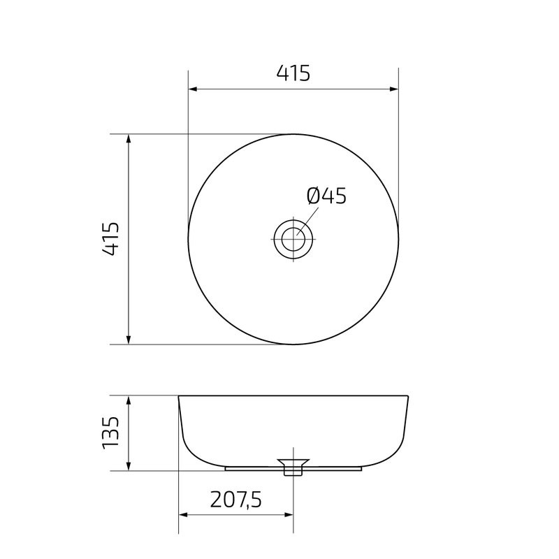 Накладная раковина GID Esfera D1315 42 глянцевая белая, круглая, фаянс