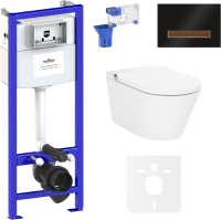Комплект Lavinia Boho Унитаз подвесной Smart V-Clean 3359102R с микролифтом + Инсталляция RelFix 38010010 + Кнопка RelFix 38050702 + Дозатор RelFix 38040010