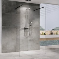 Душевая перегородка Abber Immer Offen AG68120B8 120 см, профиль черный, стекло прозрачное