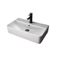 Накладная раковина GID Geometrico Gm1344 61 матовая серая, прямоугольная, фаянс, с 1 отверстием под смеситель