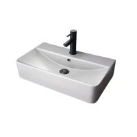 Накладная раковина GID Geometrico Gm1344 61 матовая серая, прямоугольная, фаянс, с 1 отверстием под смеситель