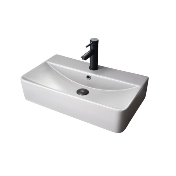 Накладная раковина GID Geometrico Gm1344 61 матовая серая, прямоугольная, фаянс, с 1 отверстием под смеситель