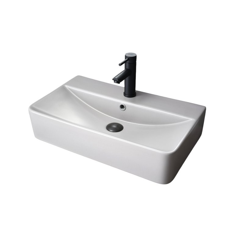 Накладная раковина GID Geometrico Gm1344 61 матовая серая, прямоугольная, фаянс, с 1 отверстием под смеситель