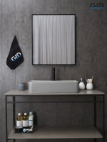 Накладная раковина GID Geometrico Gm1344 61 матовая серая, прямоугольная, фаянс, с 1 отверстием под смеситель