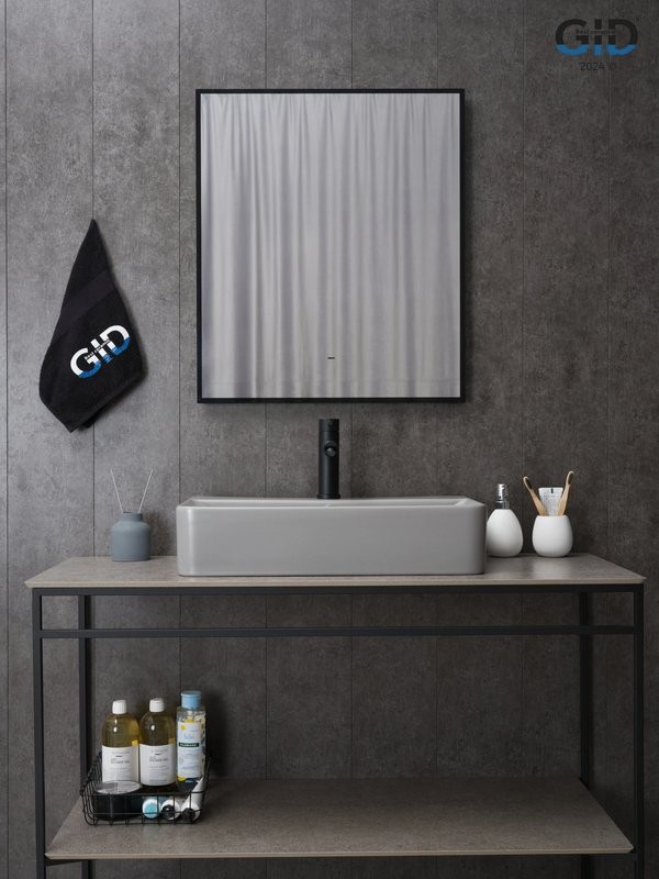 Накладная раковина GID Geometrico Gm1344 61 матовая серая, прямоугольная, фаянс, с 1 отверстием под смеситель