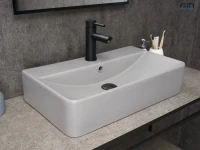 Накладная раковина GID Geometrico Gm1344 61 матовая серая, прямоугольная, фаянс, с 1 отверстием под смеситель