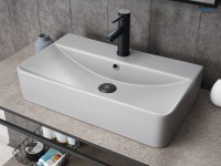 Накладная раковина GID Geometrico Gm1344 61 матовая серая, прямоугольная, фаянс, с 1 отверстием под смеситель